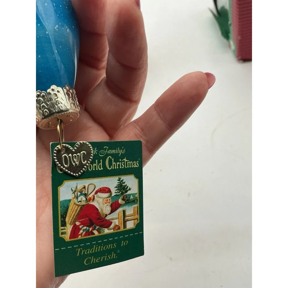 Old World Christmas Bear With Heart Glass Ornament 91042 Boxed Retired